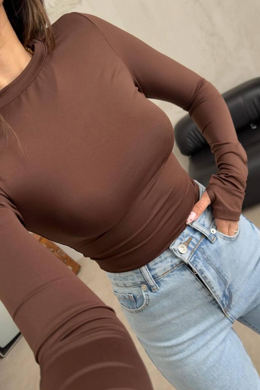 Лонгслив женский 177637 SM Темно-коричневый