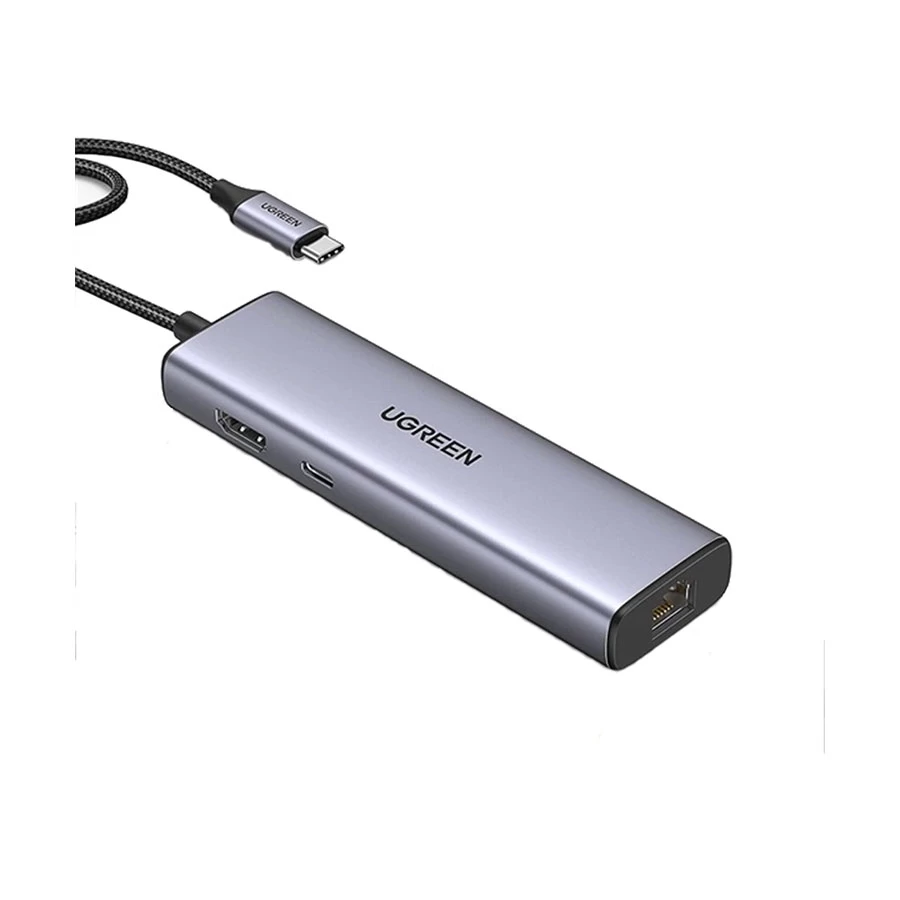 Концентратор UGREEN CM512 RJ45/USB-A PD 3.0 100W HDMI 4K SD/TF Type-C 7в1 Grey (90568)