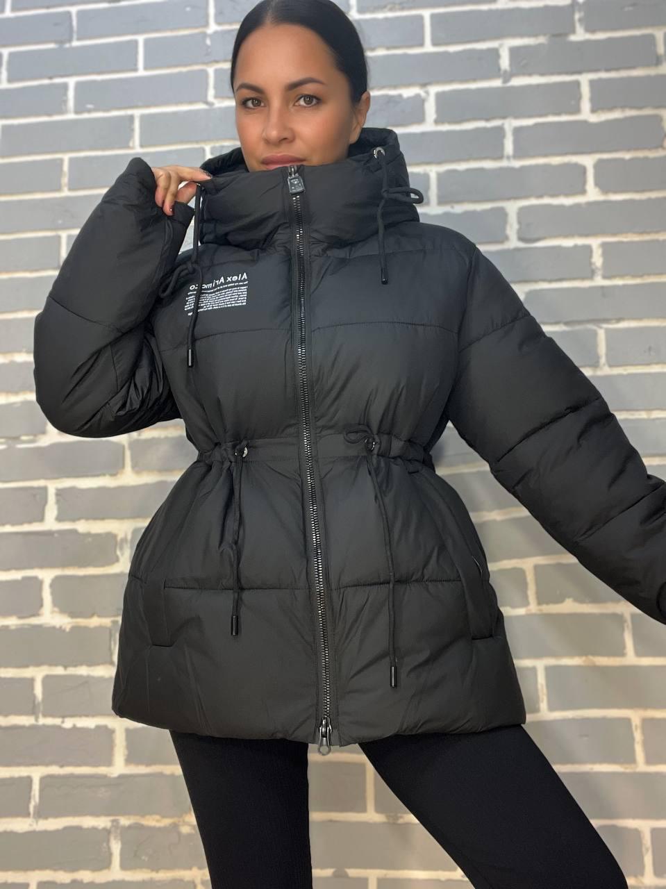 Куртка жіноча LADY YEP 9020 подовжена шнурок затяжка на талії напис на груді р. 44 Чорний (2803) - фото 7 Куртка жіноча LADY YEP 9020 подовжена шнурок затяжка на талії напис на груді р. 44 Чорний (2803) - фото 7