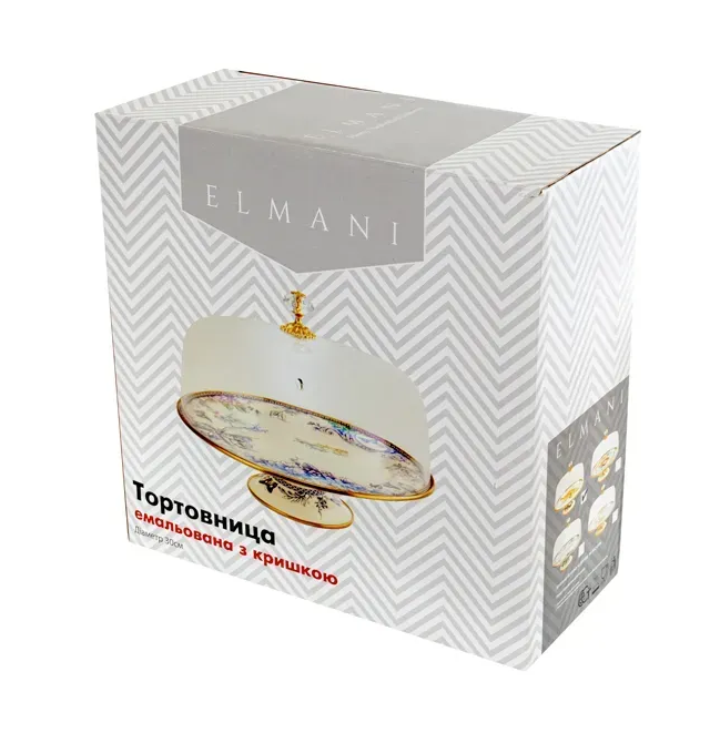 Тортовниця емальована PEONY Elmani з кришкою на ніжці 30 см - фото 6