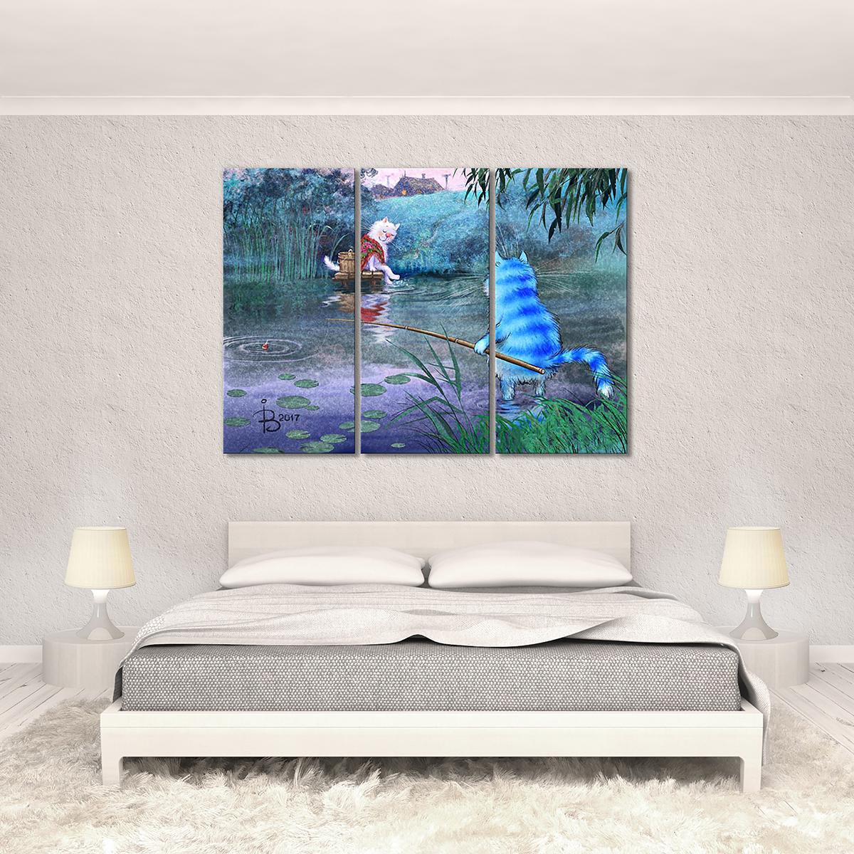 Модульна картина На річці, на річці, на тому беріжку ... 3 модуля 80x120 см Модульна картина На річці, на річці, на тому беріжку ... 3 модуля 80x120 см