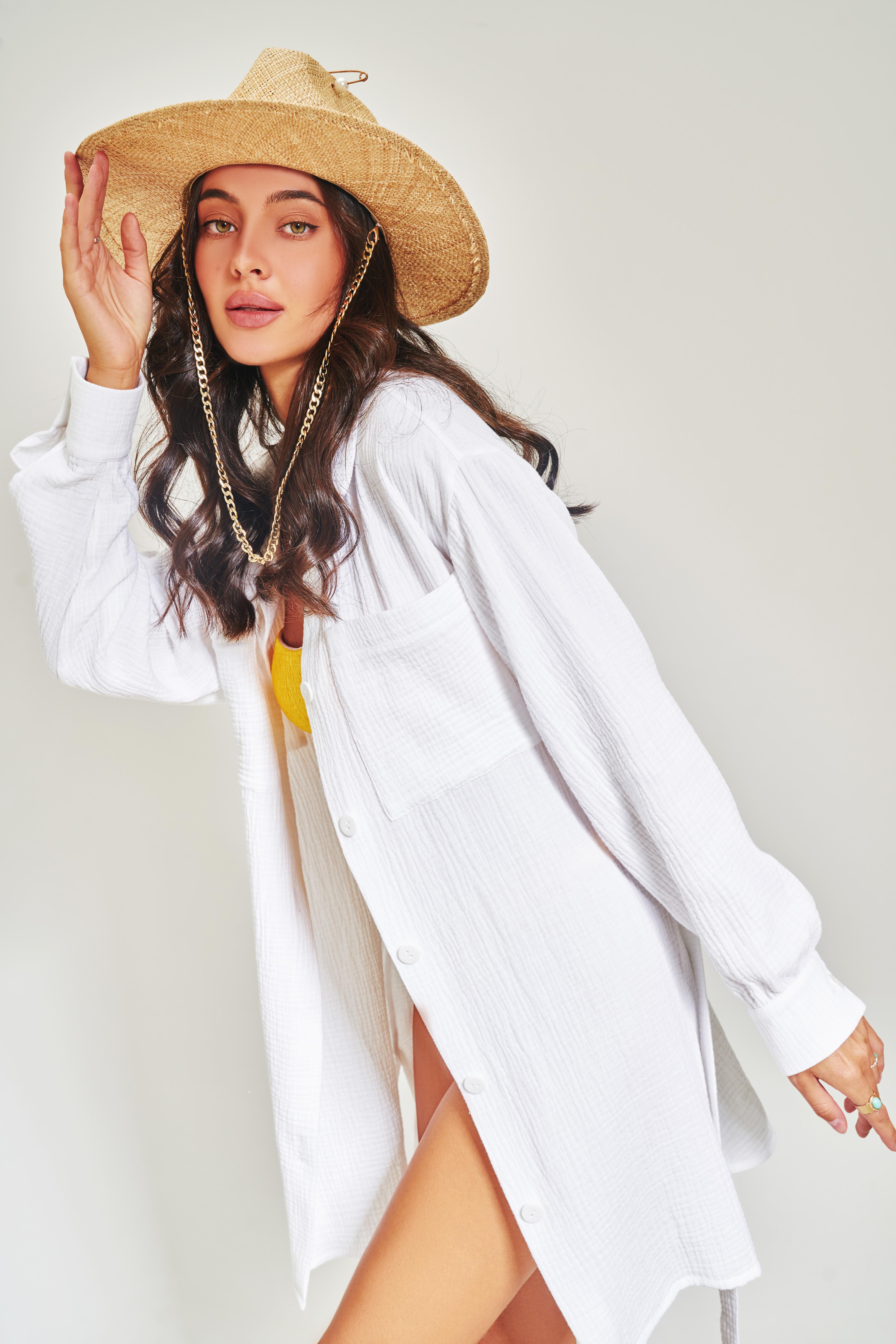 Туніка жіноча літня пляжна Sarko муслін XS/S Білий (00057) - фото 12