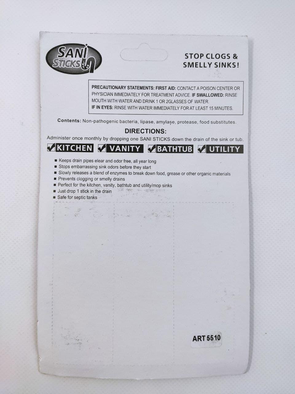 Палички для усунення засмічень у трубах Sani Sticks 12 шт. (4551) - фото 5 Палички для усунення засмічень у трубах Sani Sticks 12 шт. (4551) - фото 5