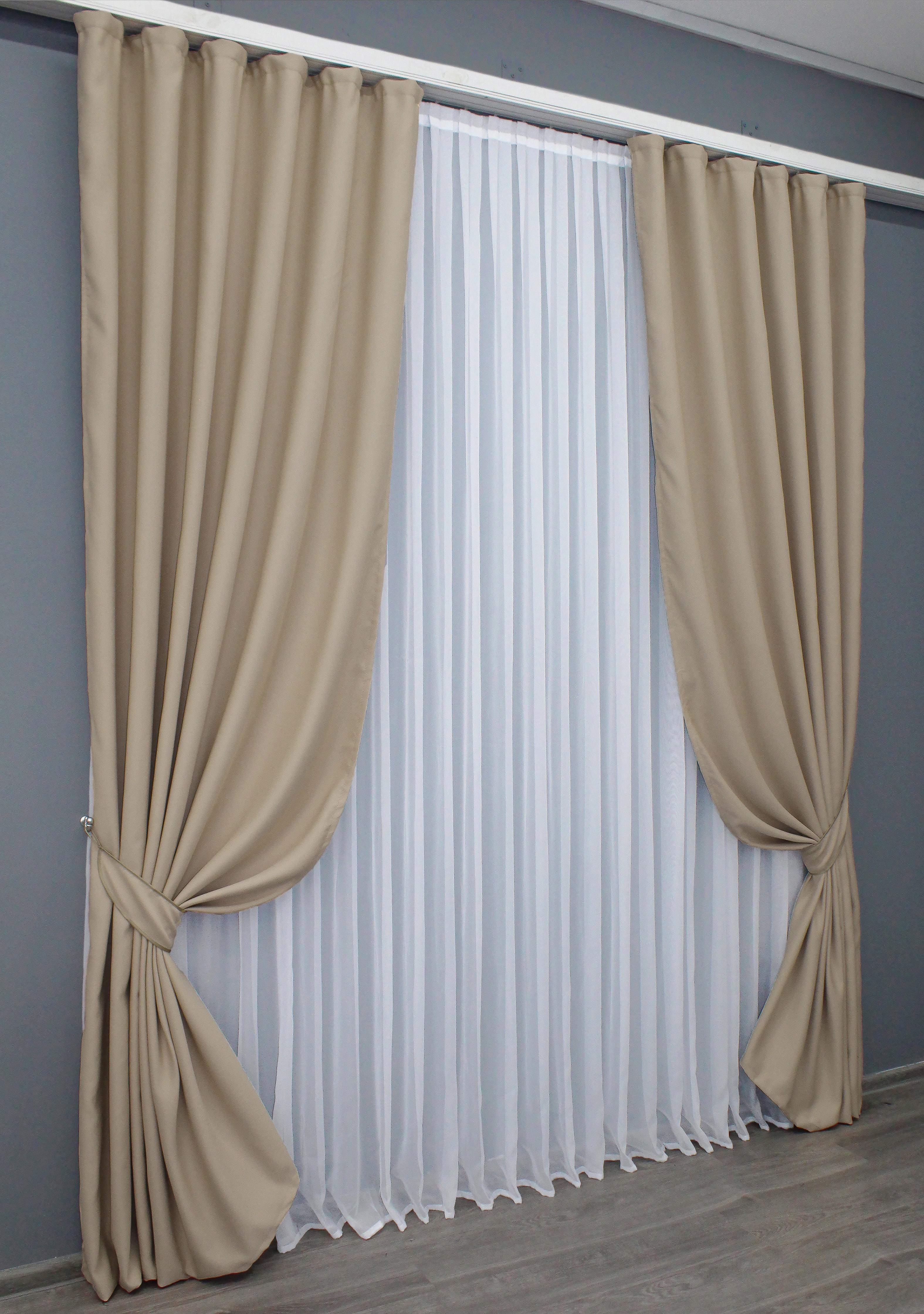 Комплект штор VR-Textil Fusion Dimout №827ш 100х270 см 2 шт. Бежевый (31-565) - фото 2 Комплект штор VR-Textil Fusion Dimout №827ш 100х270 см 2 шт. Бежевый (31-565) - фото 2