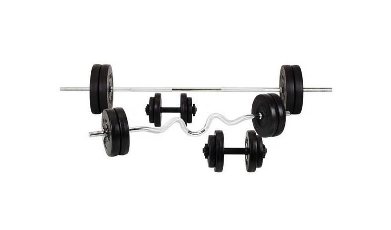 Штанга та гантелі набір 91 кг прямий 180 см Ø28 мм вигнутий 120 см Ø28 мм гантельні 45 см Ø30 мм (320.000.015.1)