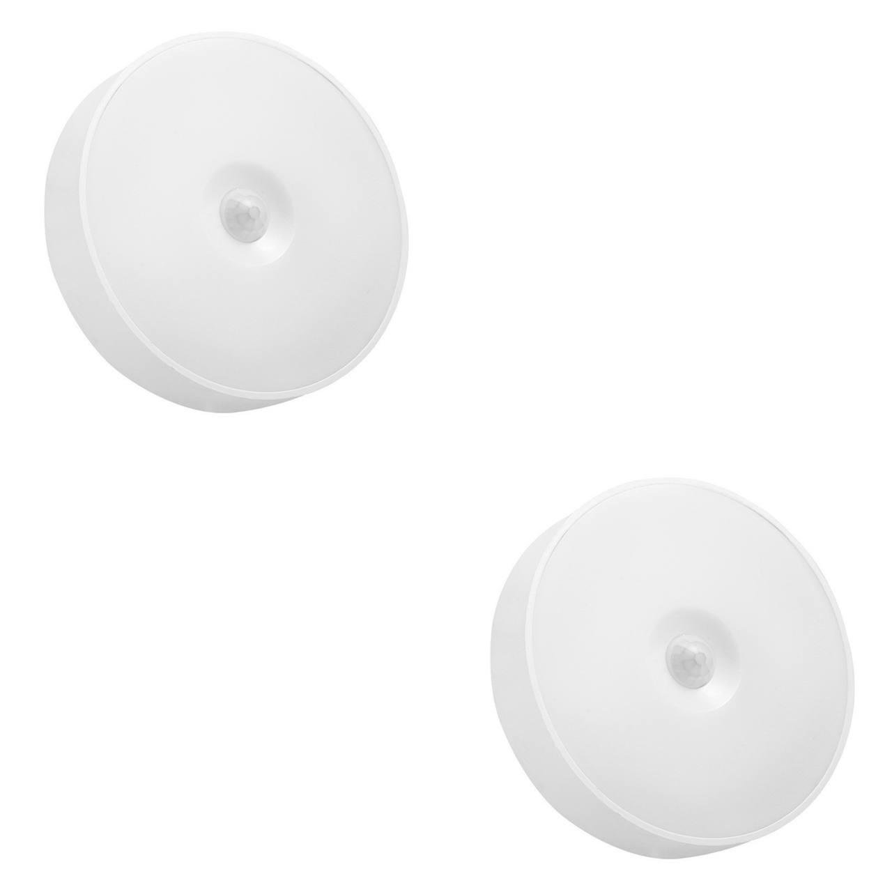 Ночник аккумуляторный с датчиком движения круглый 2 шт. Белый (2007\2)