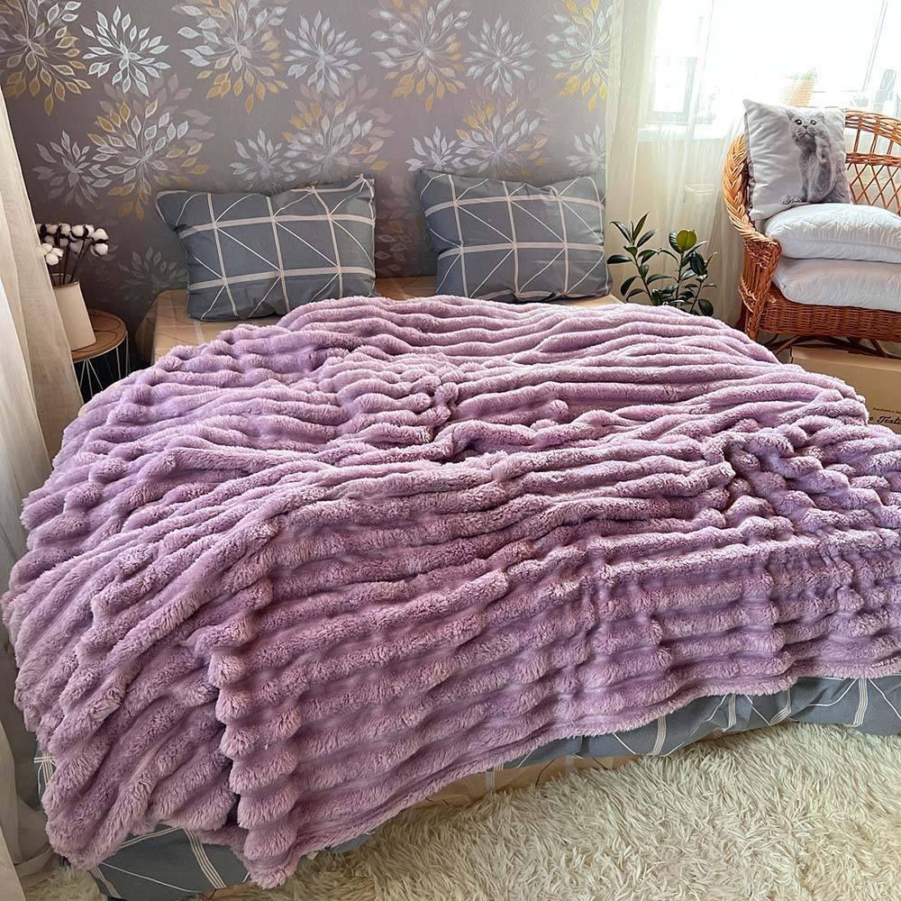 Плед широка смужка 200х230 см Бузковий (Д-Mpled003/2-03) - фото 2