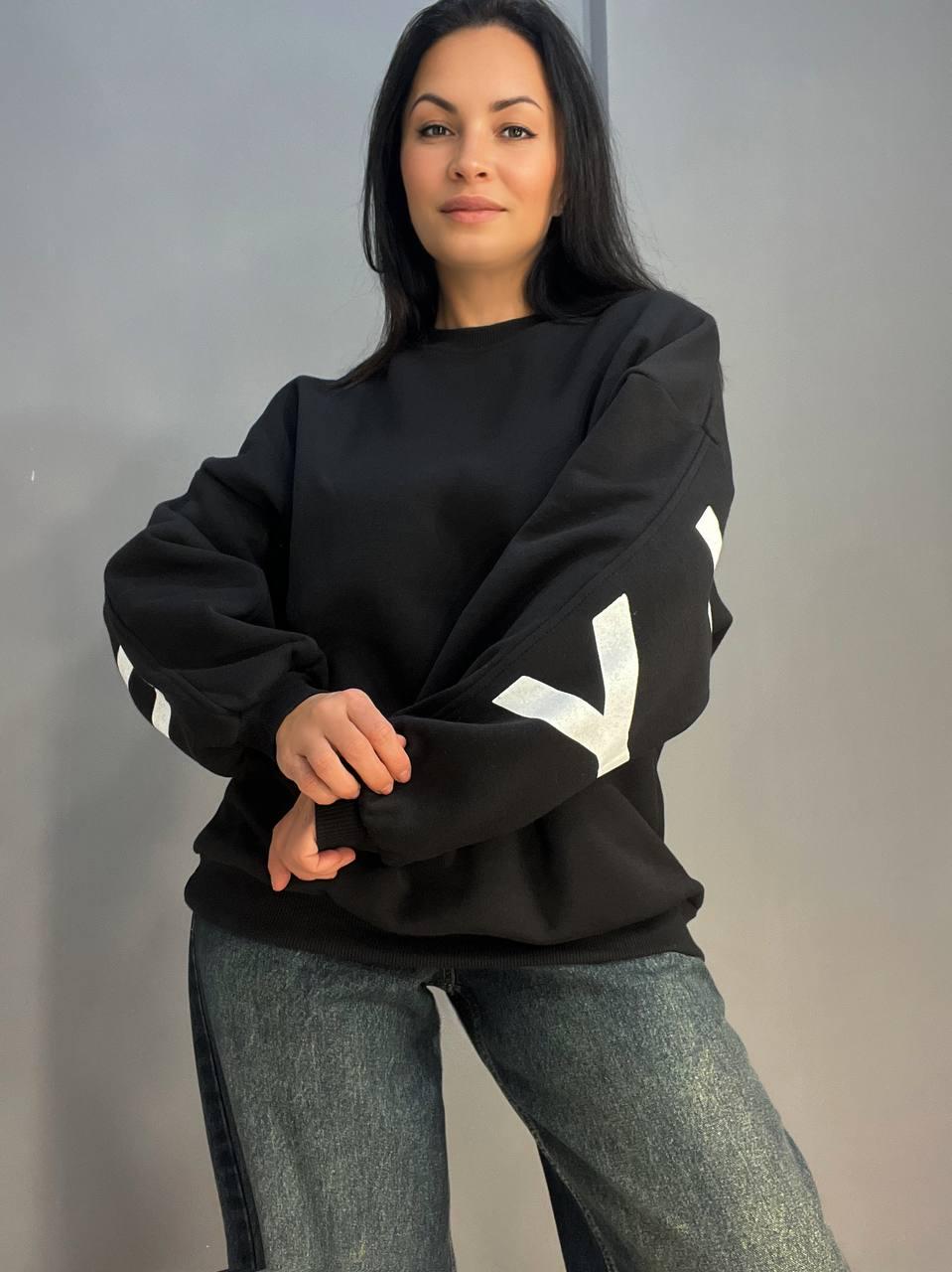 Свитшот женский DAVRAS 8175 BLACKELY удлиненный утепленный флис OS Черный (1227) - фото 3 Свитшот женский DAVRAS 8175 BLACKELY удлиненный утепленный флис OS Черный (1227) - фото 3