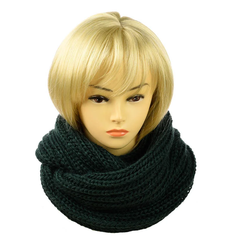 Женский шарф-хомут Английская резинка Темно-зеленый