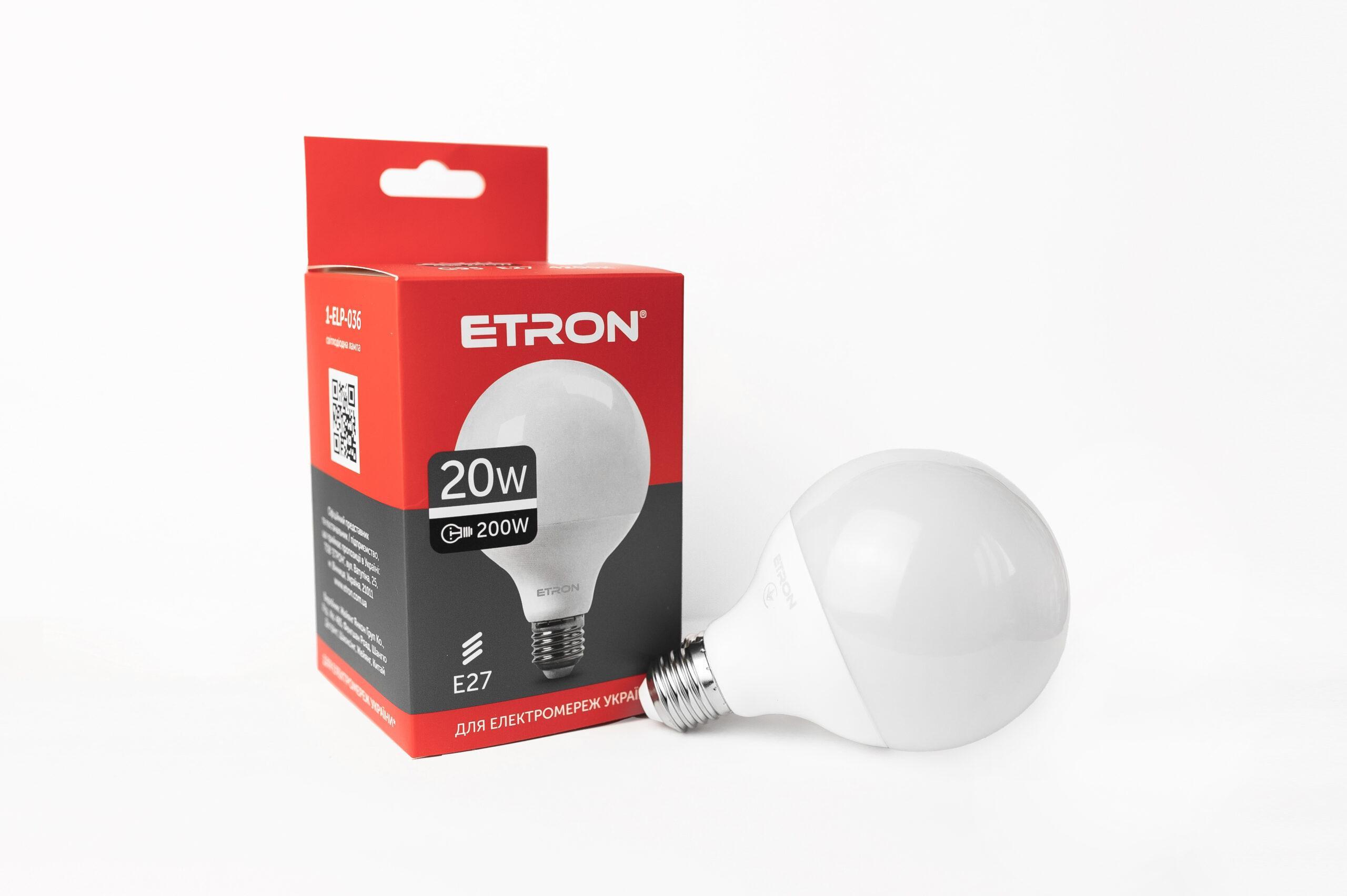 Лампа LED ETRON Light 1-ELP-036 G95 20W 4200К 220V E27
