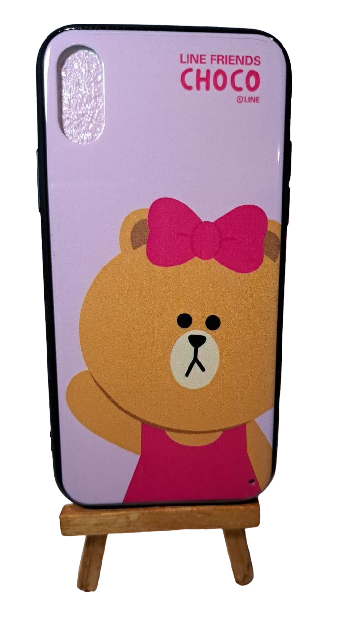 Стеклянный чехол с принтом Apple для iPhone X iPhone XS Line friends choko Pink