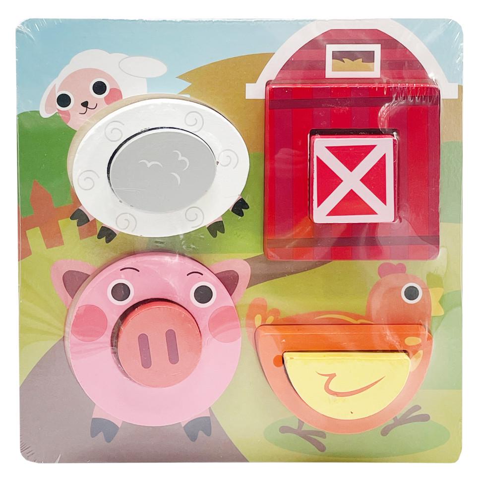 Пазл-вкладиш дерев'яний дитячий 3D Сільські Тварини C15057-4 (RLT48475)