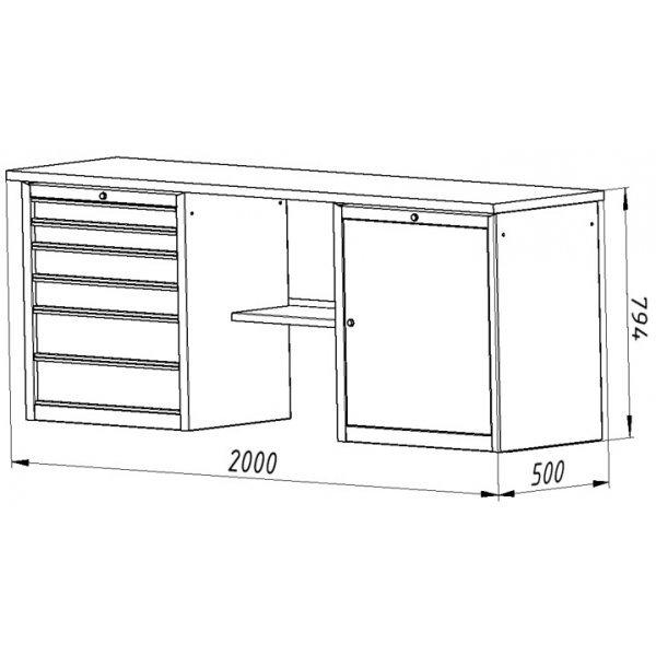 Верстак професійний + тумба 6 полиць + тумба 2 полиці (MTBVC40) - фото 2