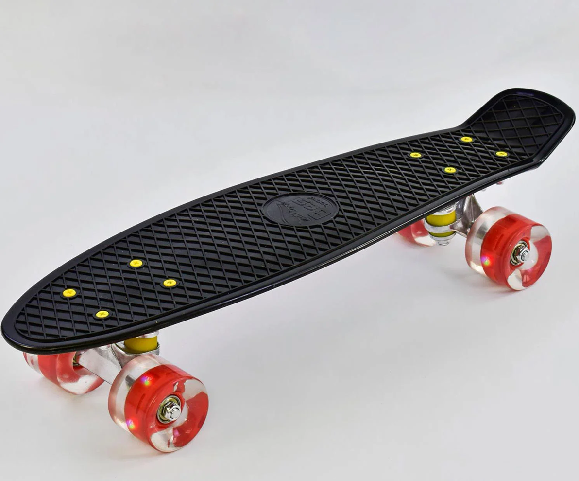 Пенні-борд дитячий з колесами що світяться Best Board дошка 55 см колеса PU d 6 см Чорний (0990)