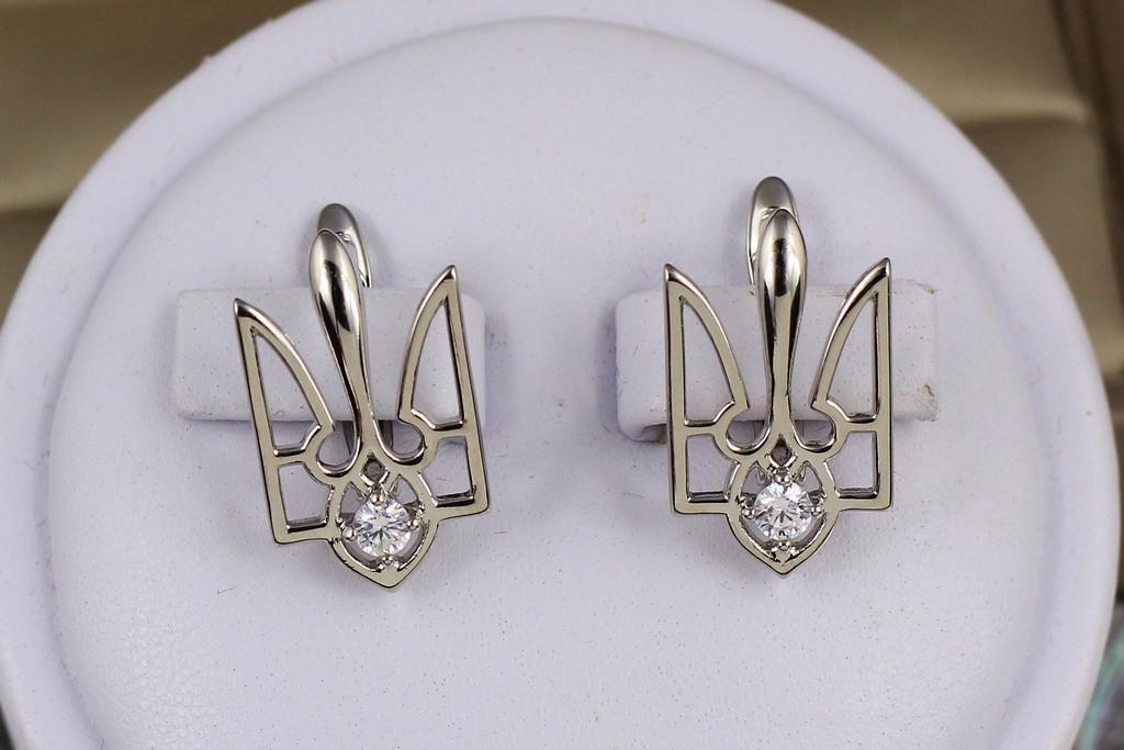 Серьги Xuping Jewelry Герб трезубец с камешком 1,9 см Серебристый (1811602402)
