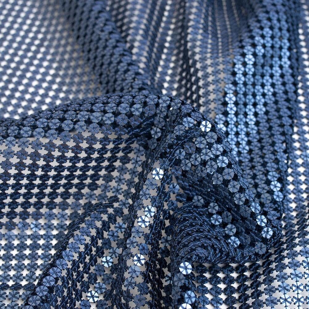 Ткань пайетка Риана V-5 Темно-синий (10822)