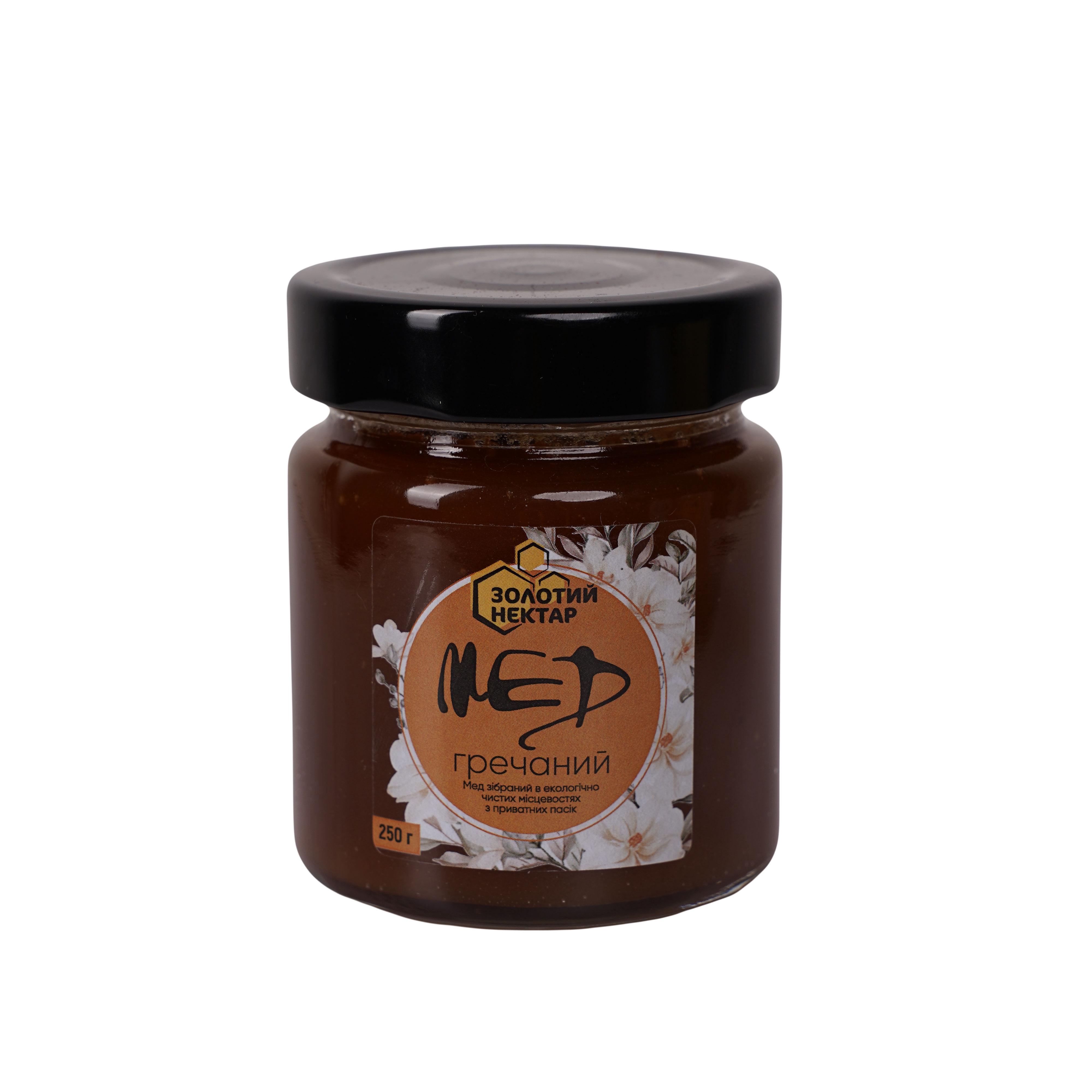 Мед гречишный натуральный пчелиный Золотой Нектар в стеклянной банке 250 г