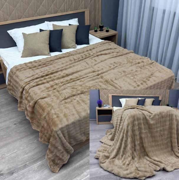 Покрывало на кровать Soft Night в полоску плюша 200х230 см Темно-бежевый (87-135) - фото 7 Покрывало на кровать Soft Night в полоску плюша 200х230 см Темно-бежевый (87-135) - фото 7