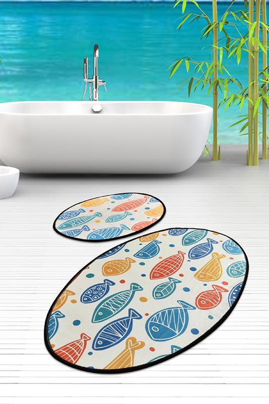 Набор ковриков для ванной комнаты Fish Colorful Djt 60х100 см/50х60 см Разноцветный (344076)