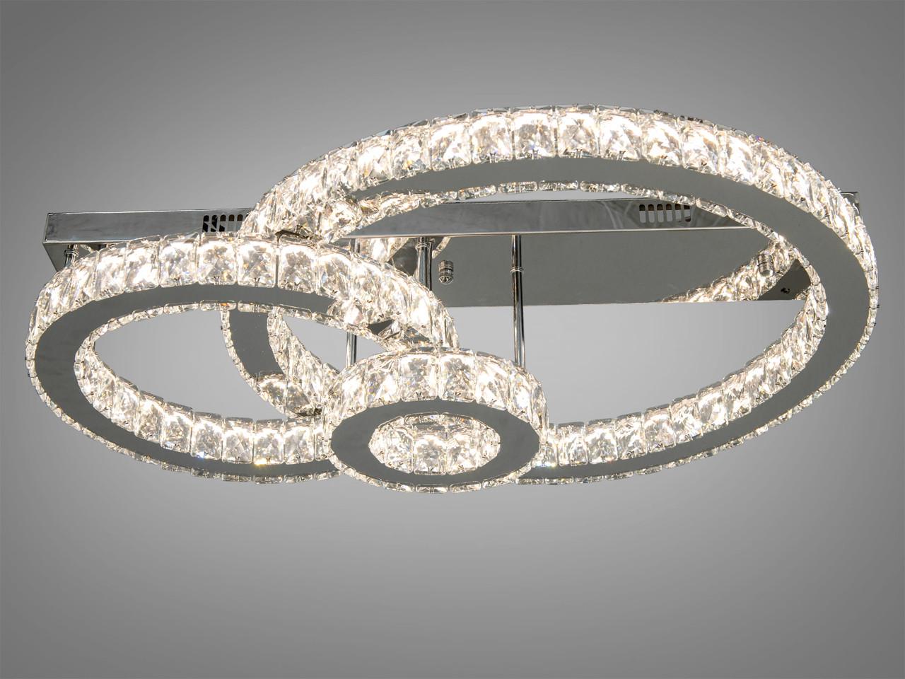 Люстра хрустальная EcoLed LED с RGB подсветкой 75W 7708-3D/HR Серебристый