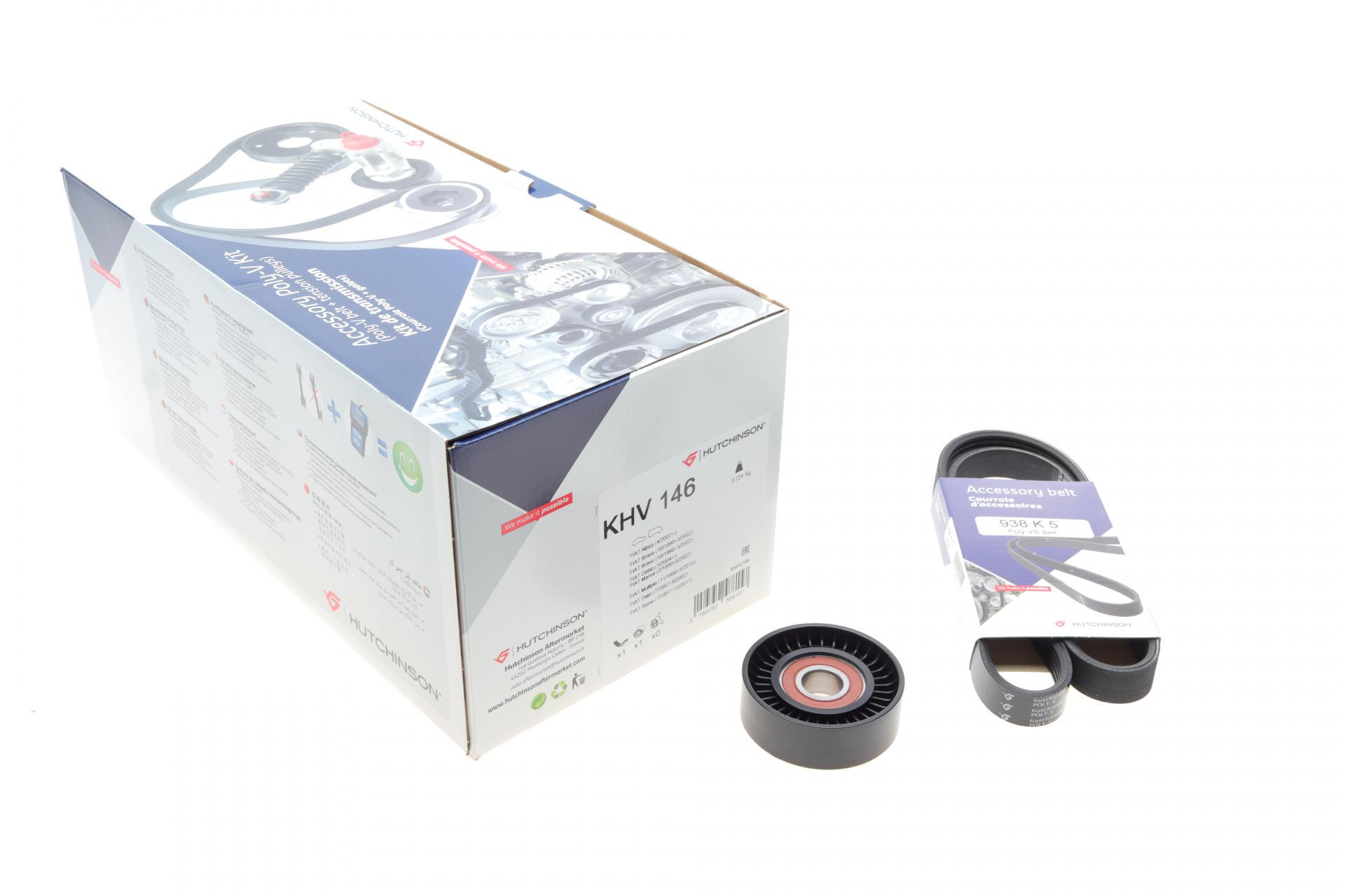 Комплект ремня генератора HUTCHINSON Fiat Doblo 1.6 16V 01- 5PK938 (KHV 146)