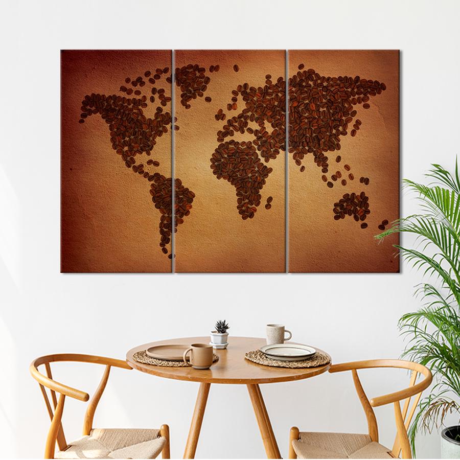Картина карта Кофейная карта мира 78x48 см (A1346-3)