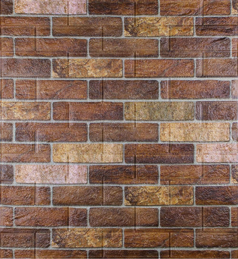 3D-панель декоративная самоклеющаяся Екатеринославский кирпич 700x770x5 мм Коричневый