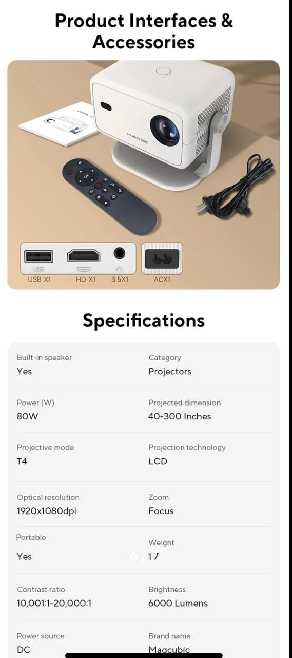 Проектор смарт Magcubic L018 Білий - фото 3 Проектор смарт Magcubic L018 Білий - фото 3