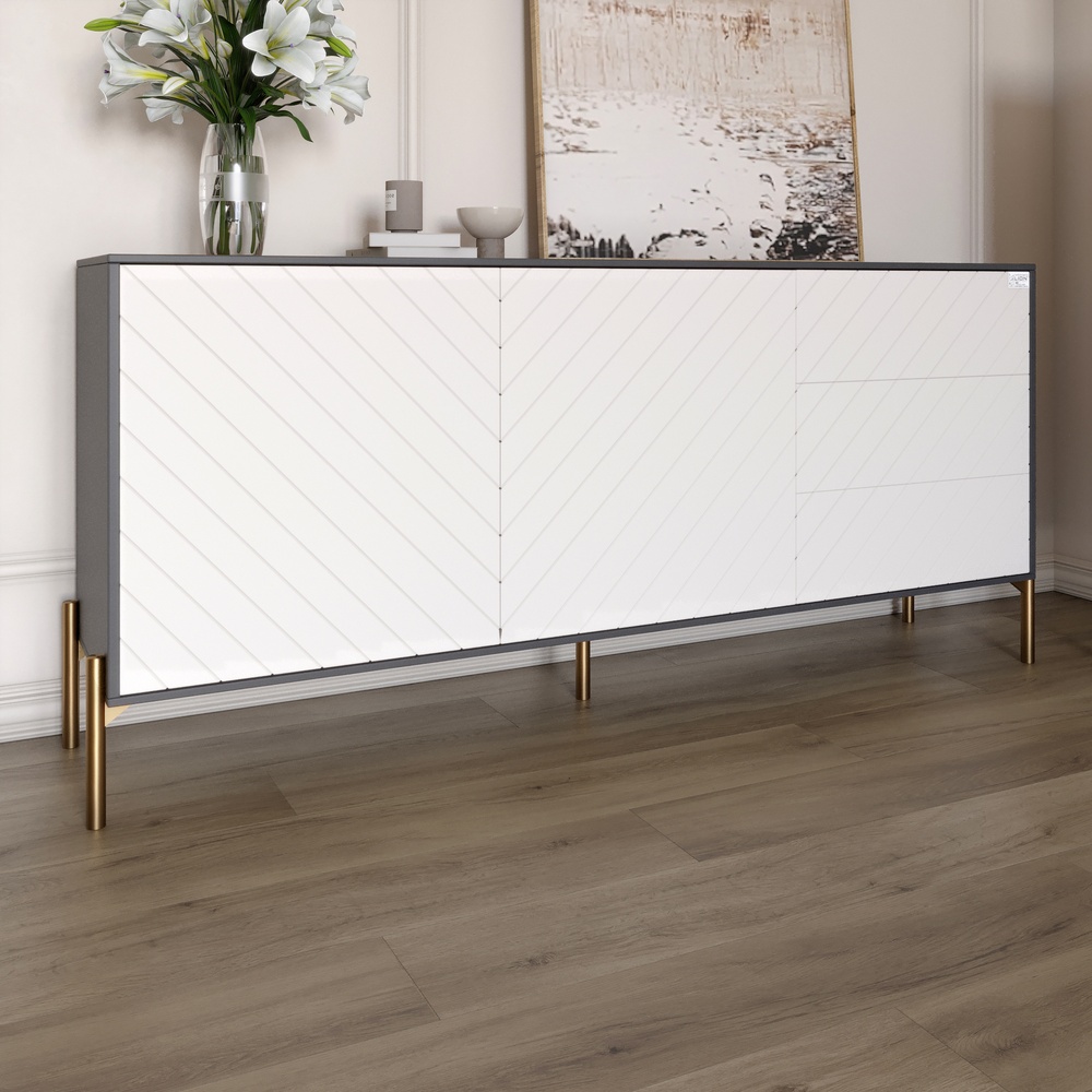 Комод Lion Амарант 158,5x39x77 см Антрацит/Белый (LION-041950)