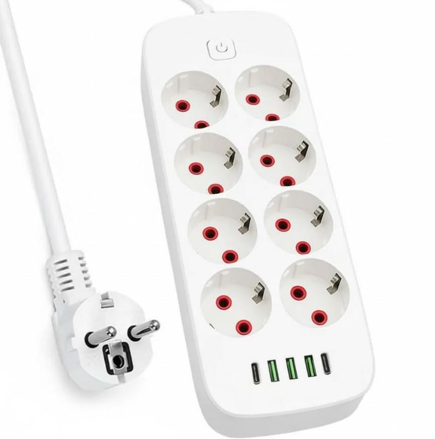 Удлинитель Power Socket 5 м 8 розеток и три USB 2500 Вт (2104618792) - фото 3