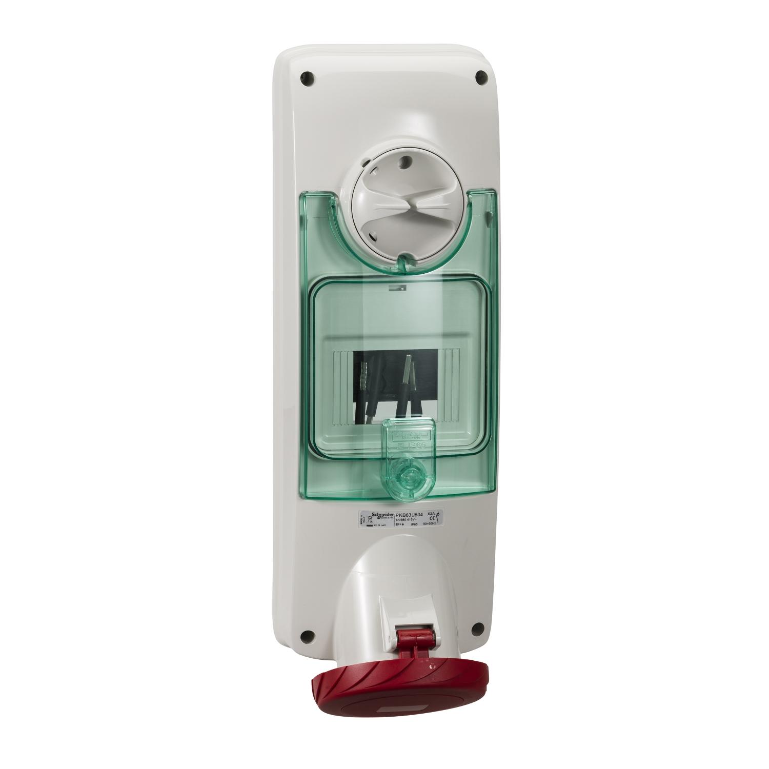 Силовая розетка Schneider Electric PratiKa 3P+E 63А 415 В стационарная IP65 Красный (PKB63U534)