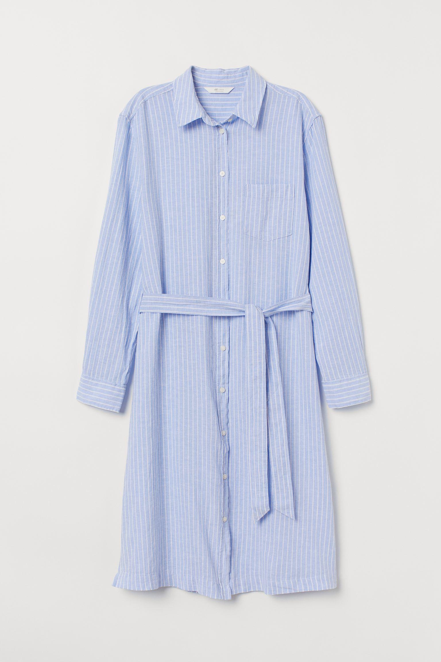 Платье-рубашка H&M Полоска р. 34 Бело-голубой (1511706655)