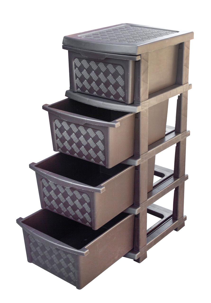 Комод пластиковый R-Plastic 04011 Компакт на 4 ящика 86x40x34 см Коричневый (5157-КР) - фото 2 Комод пластиковый R-Plastic 04011 Компакт на 4 ящика 86x40x34 см Коричневый (5157-КР) - фото 2