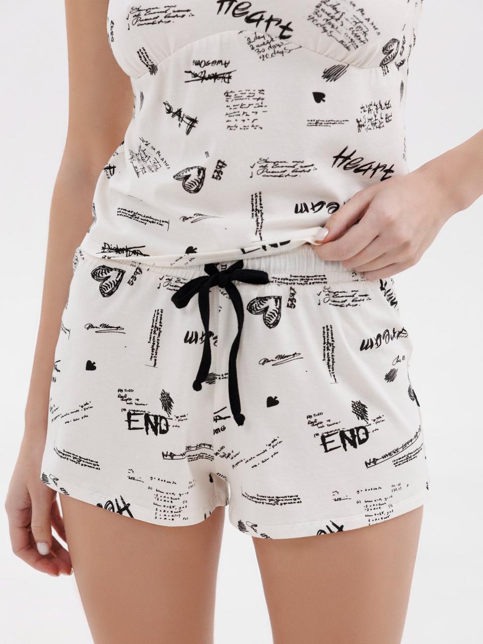 Пижама женская Roksana майка/шорты хлопковая с принтом S Белый (2518049120) - фото 3 Пижама женская Roksana майка/шорты хлопковая с принтом S Белый (2518049120) - фото 3