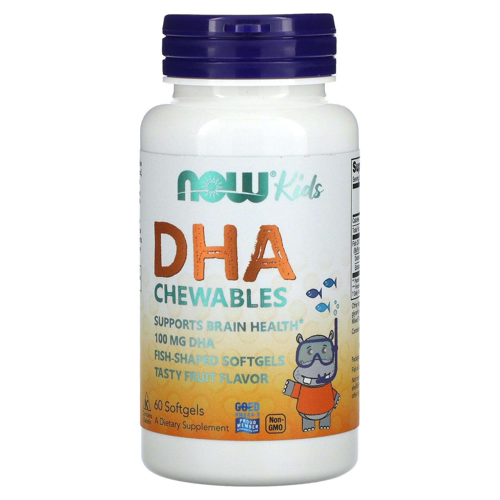 Жирные кислоты Now Foods Kid's Chewable DHA 60 капсул