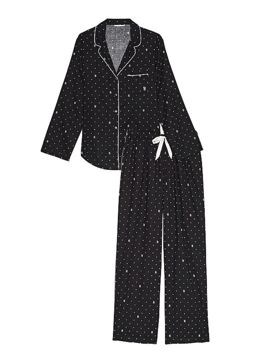 Піжама жіноча Victoria's Secret Flannel Long Pajama Set фланелева M Чорний (15271421) - фото 3