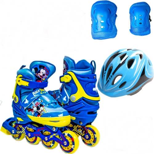 Комплект роликов Disney Mikey2 34-38 колеса светятся Защита и шлем с регулировкой и маячком