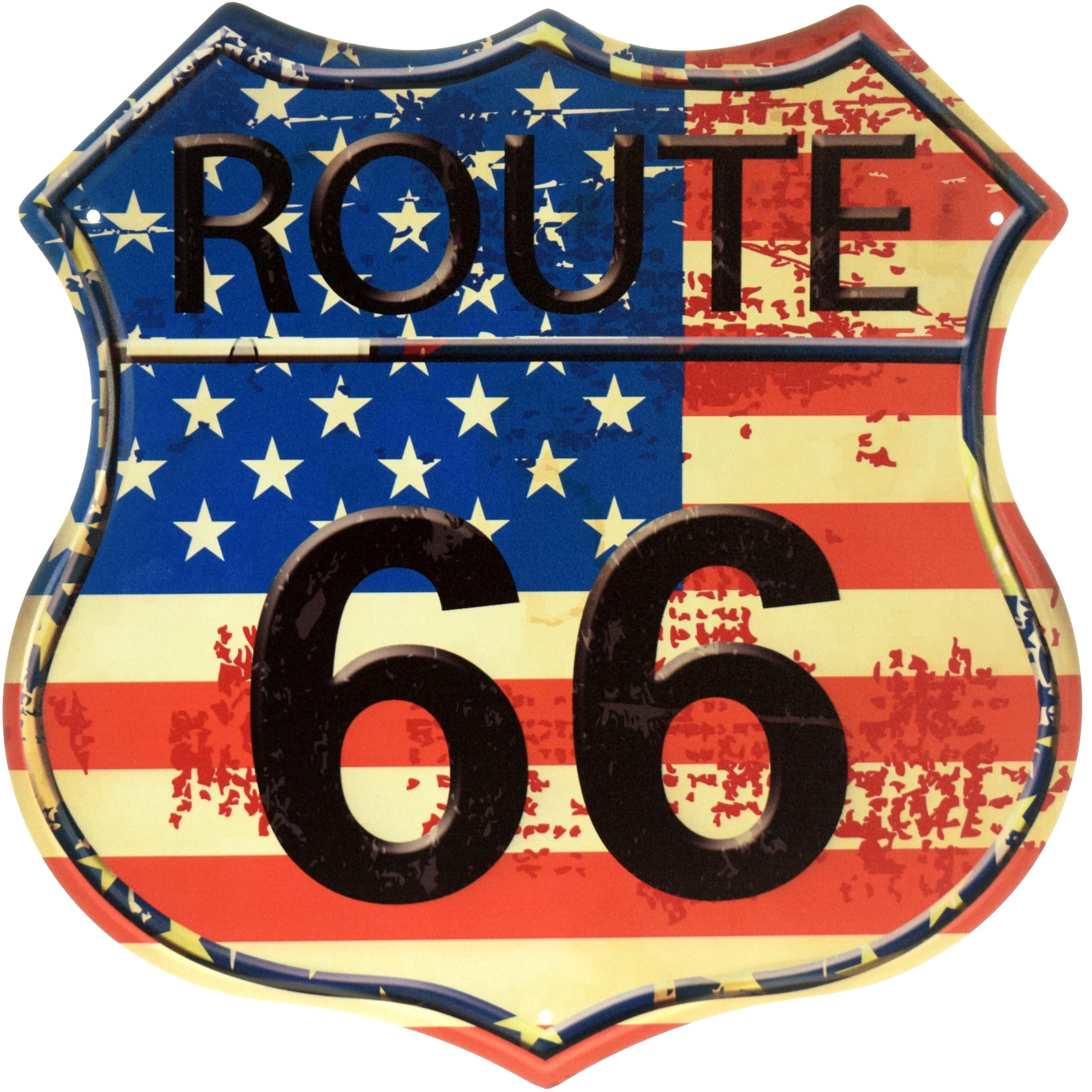 Табличка металева "Route 66 Flag Of The United States" 30x30 см (ms-104187)