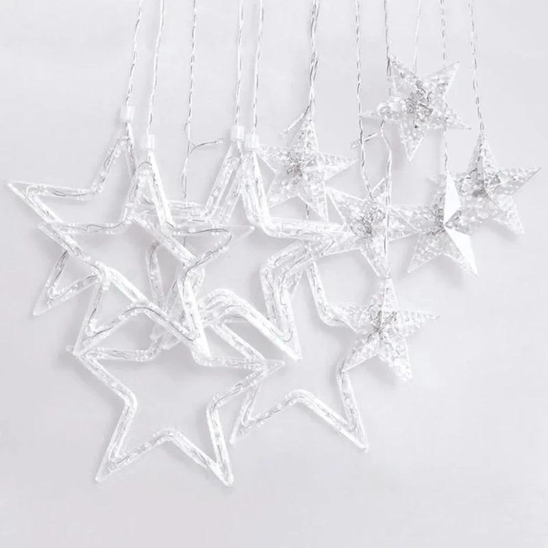 Гирлянда-штора Звезды 138 LED 2x1 м теплый белый 8 режимов свечения (234564331_310)