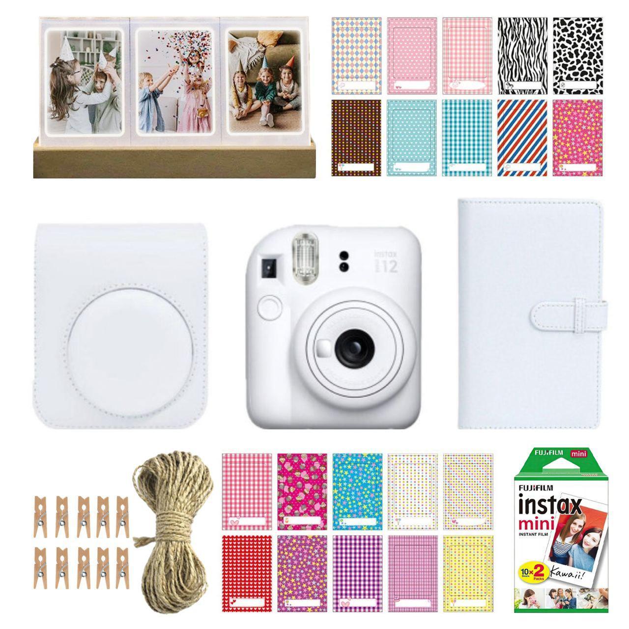 Камера моментальной печати Fujifilm Instax Mini 12/чехол/фотопленка 20 шт./фотоальбом 108/наклейки 20 шт. и фоторамка 3в1 White Камера моментальной печати Fujifilm Instax Mini 12/чехол/фотопленка 20 шт./фотоальбом 108/наклейки 20 шт. и фоторамка 3в1 White