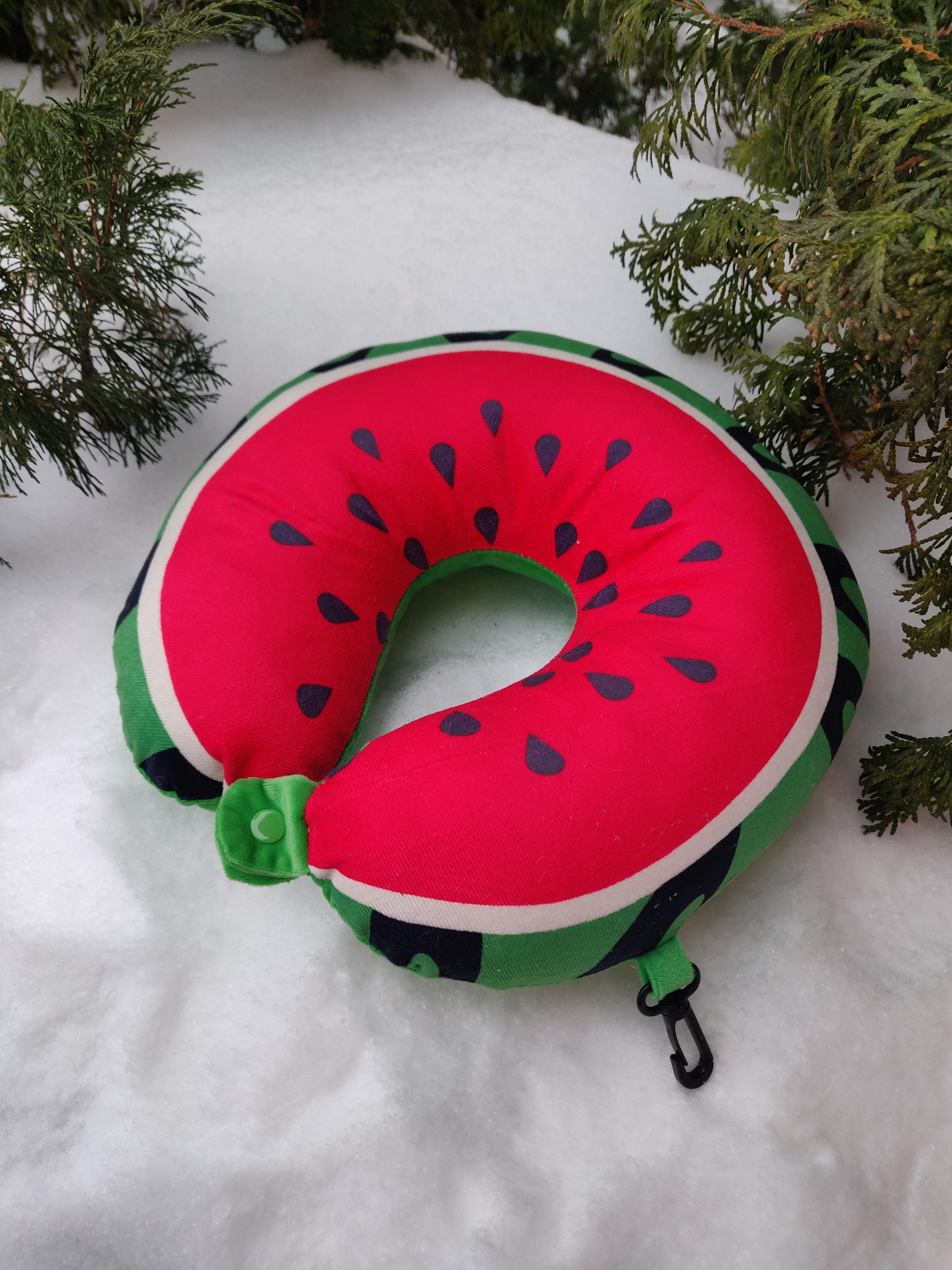 Подушка дорожная Арбуз 31x31x8 см Красный (1907) - фото 2