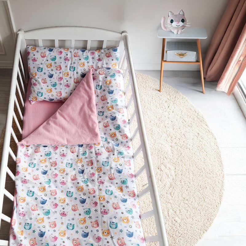 Комплект сменного постельного белья в кроватку детский Bimbo Котенок Фланель 90х110 см (22043)