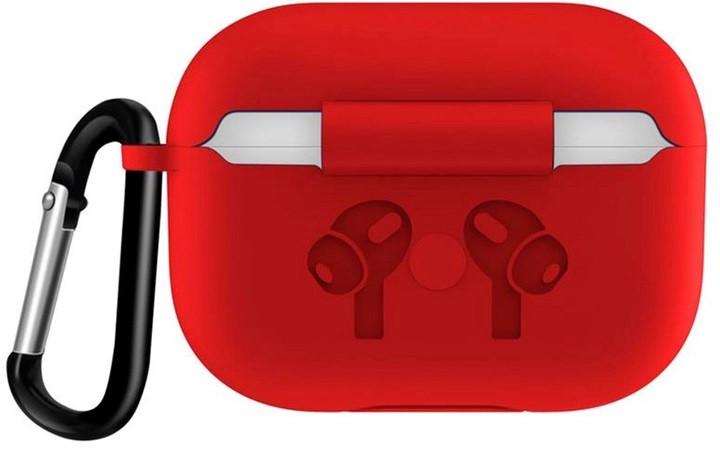 Чехол силиконовый для наушников AirPods Pro 2 с карабином Red