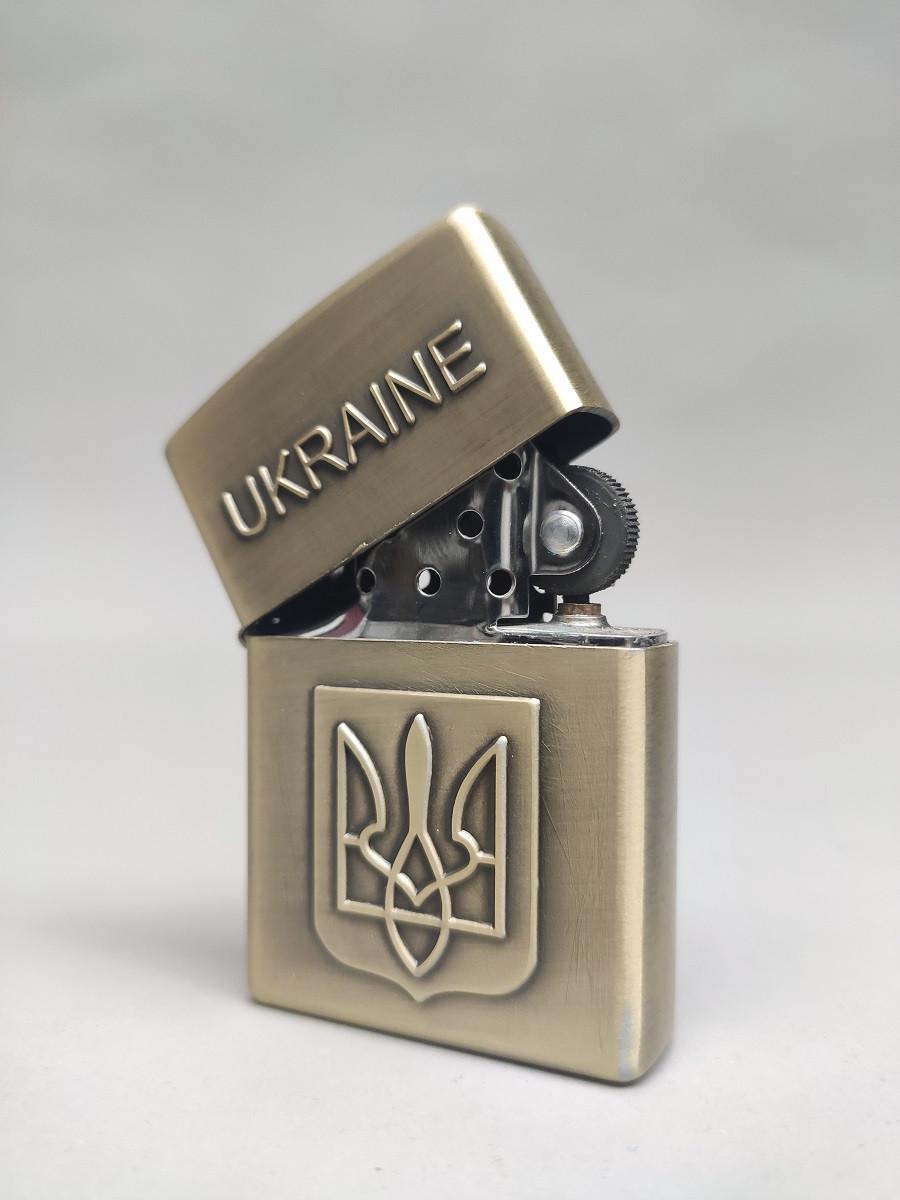 Зажигалка бензиновая Star Lighters Герб Украины Бронзовый (ch00073) - фото 1