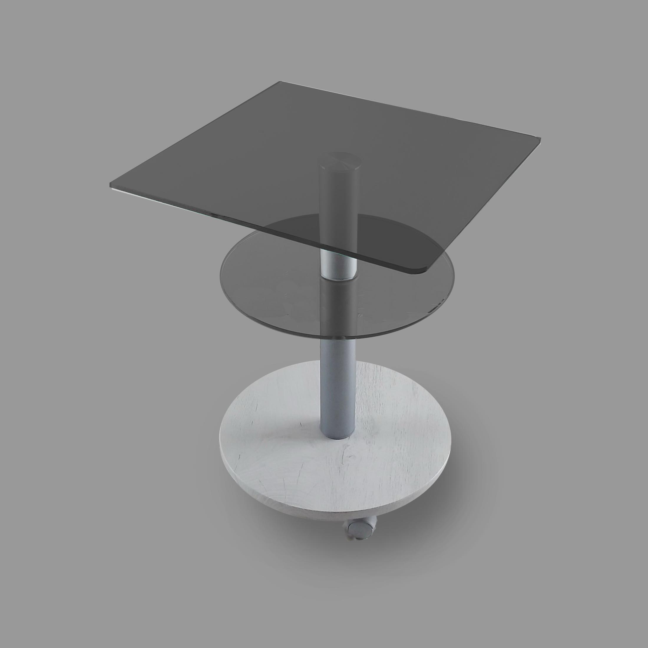 Стол журнальный стеклянный Commus Bravo Light Kv6 gray-sosnak-alm60 Светло-серый (411820234) - фото 4