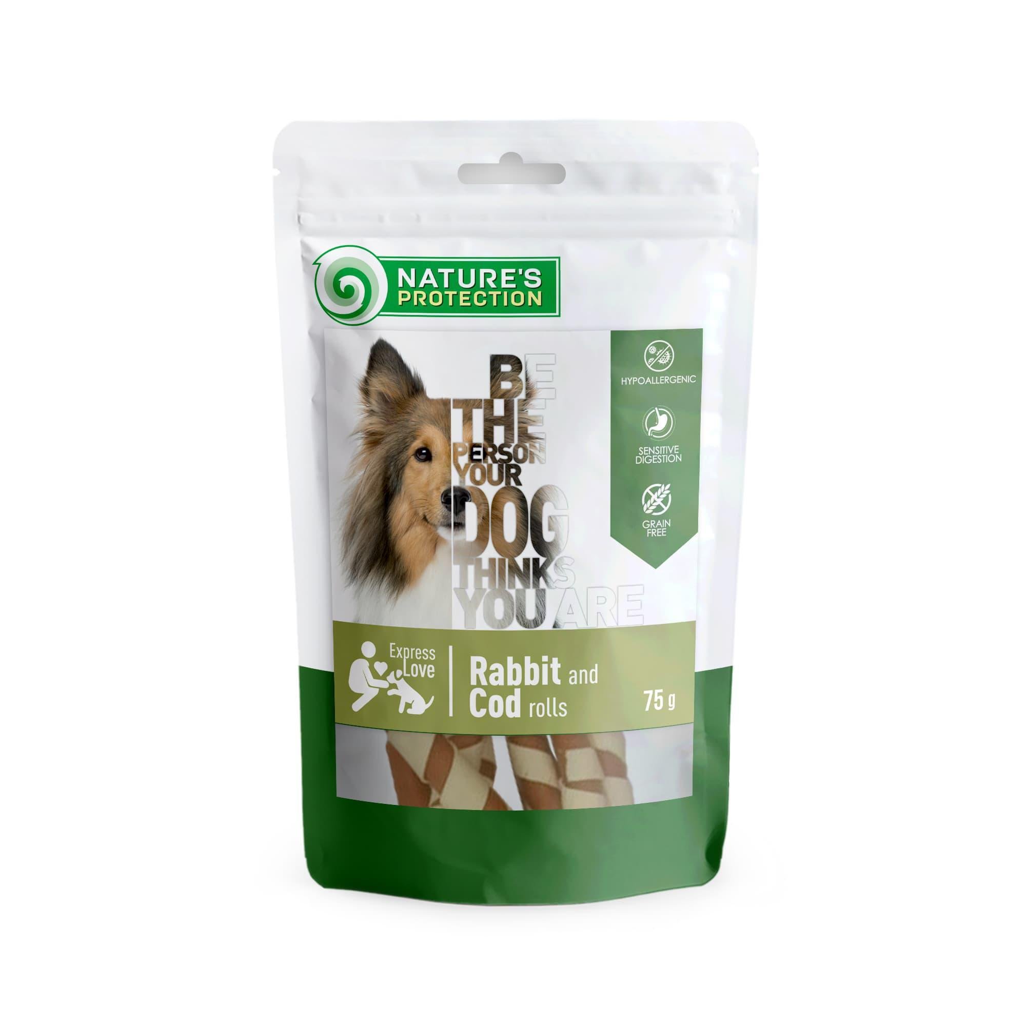 Лакомство для собак Nature's Protection snack for dogs rabbit and cod rolls 75 г