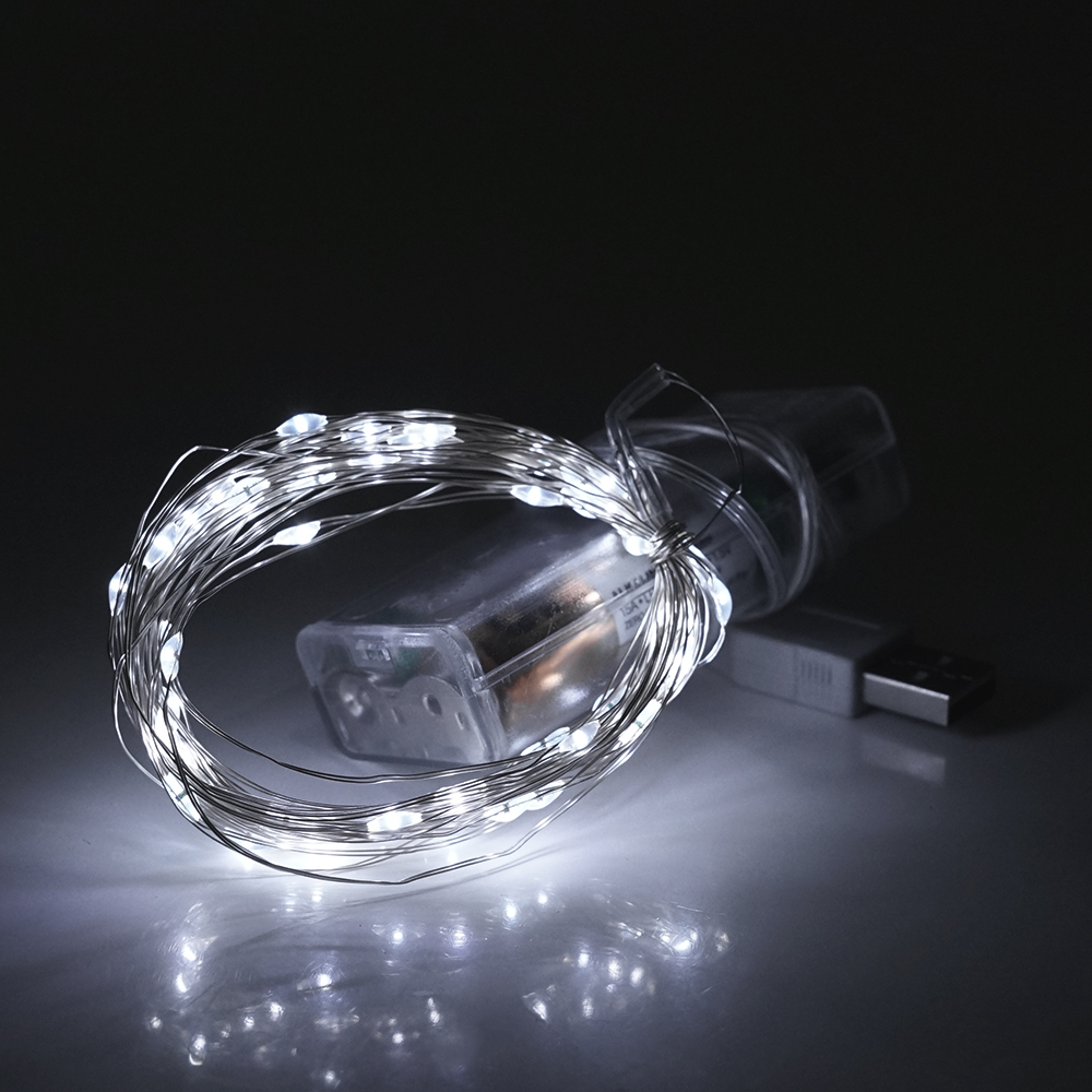 Гирлянда VOLTRONIC 200 LED USB питание 20 м Белый (25898465)