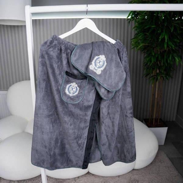 Комплект для лазні чоловічий Темно-сірий (П4К-novo-m-sauna-0043-05)