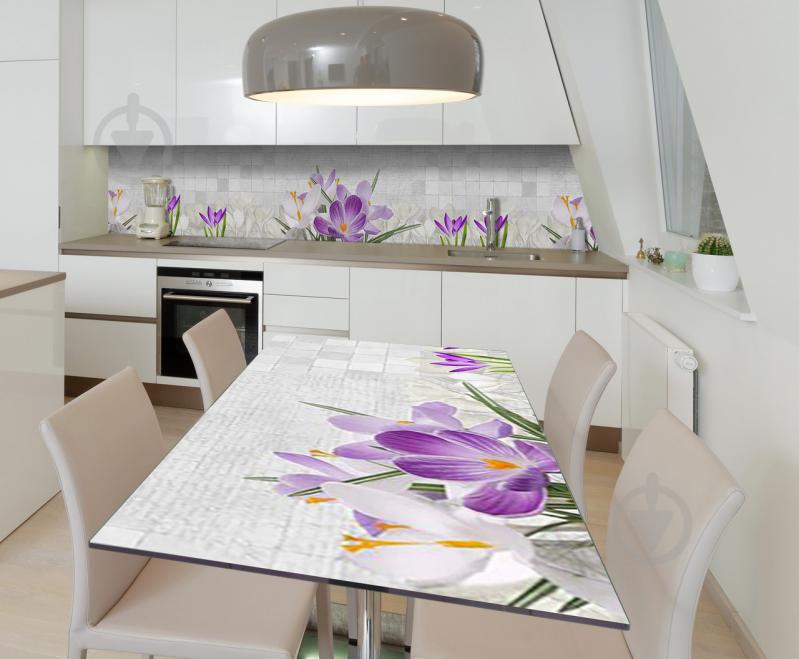 Наклейка виниловая на стол Zatarga  "Крокусы под плитку "  600х1200 мм