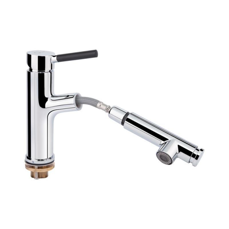Смеситель для умывальника Q-tap Inspai CRM 011F с выдвижным изливом латунь Хром (QTINSCRM011F)